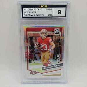 2023 Donruss Optic Christian McCaffrey Silver Holo Prizm #169 49ers Graded 9 NFL